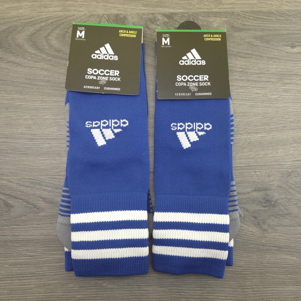 2 Pack Adidas Soccer Copa Zone Knee Socks Compression Medium 5-9.5 Womens Blue
